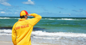 A lifeguard watching the beach